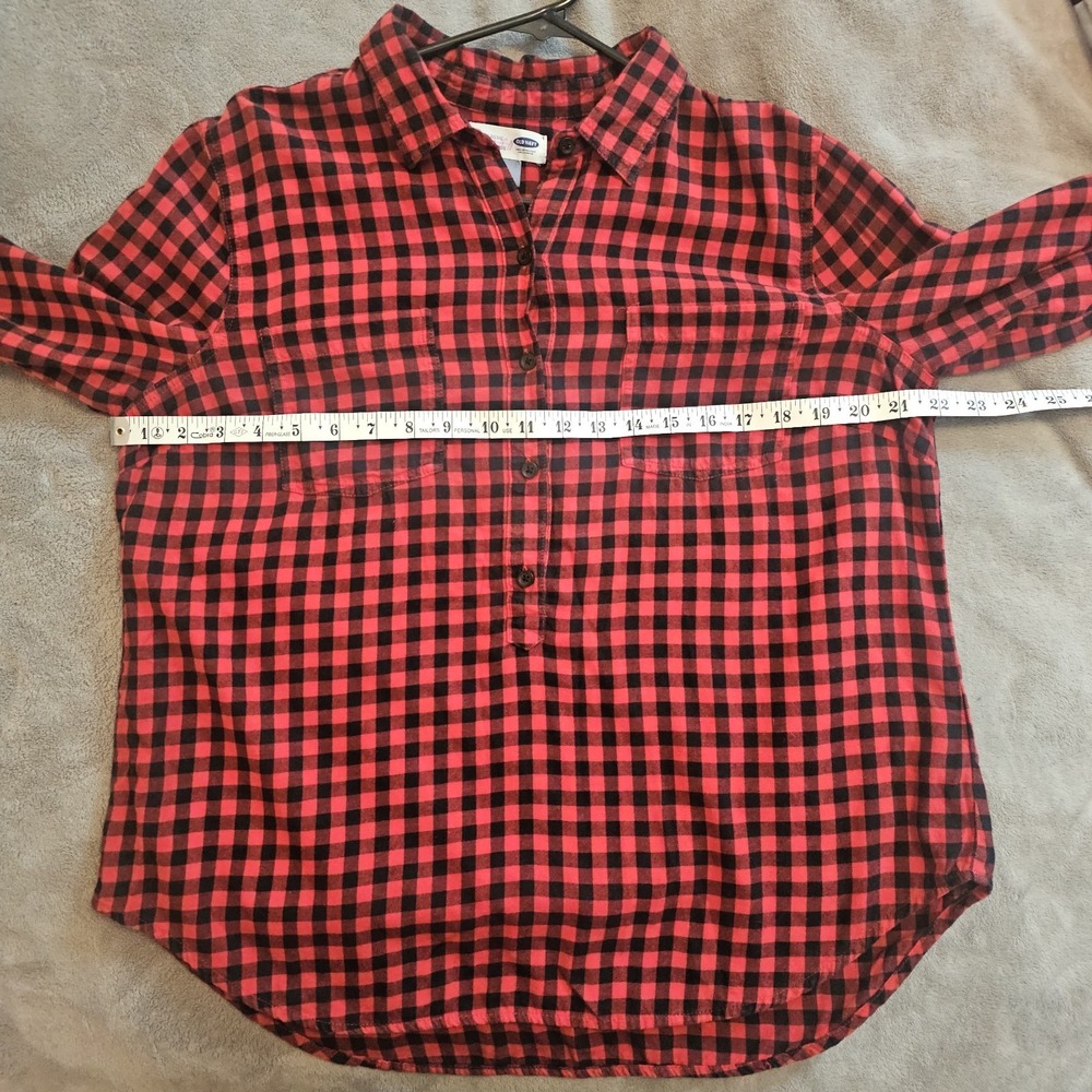 Old Navy Buffalo Plaid Holiday Women's Lg Button Up Long Sleeved Blouse
